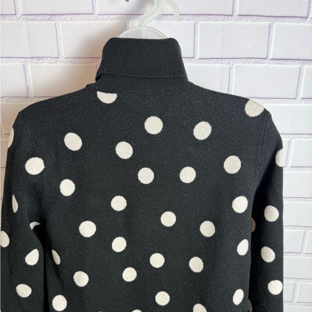 Ann Taylor Black & White Polka Dot Turtleneck Sweater Sz L Soft Knit Classic - Picture 9 of 12